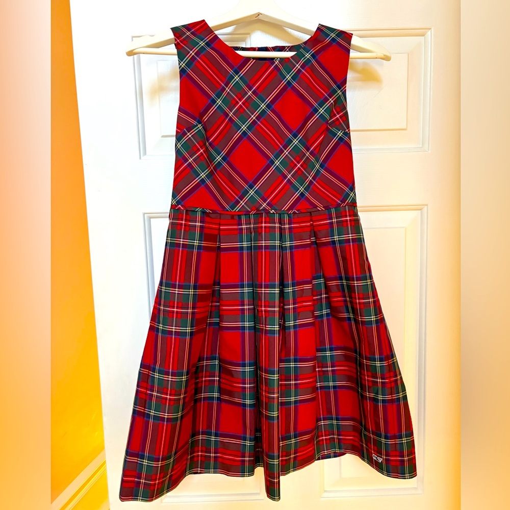 Vineyard Vines Jolly Plaid Dress Calypso Red Holiday Christmas Girl's 12